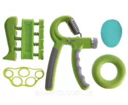 Набор эспандеров кистевых для пальцев и запястья 5 шт зеленый / Комплект эспандеров для рук